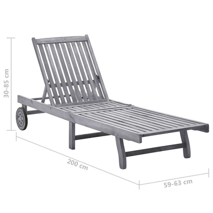 Espreguiçadeira de jardim c/ almofadão acácia maciça cinzento