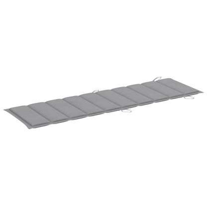 Garden sun lounger with cushion in solid acacia wood