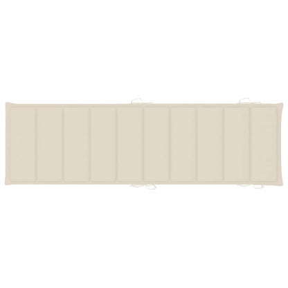 Garden sun lounger with cushion in solid acacia wood