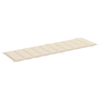 Garden sun lounger with cushion in solid acacia wood