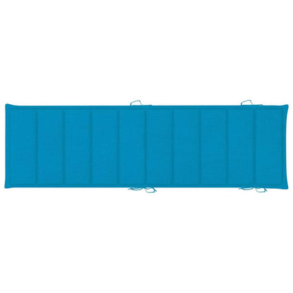 Garden sun lounger with cushion in solid acacia wood