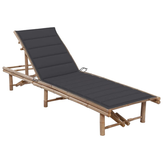 Garden lounger with bamboo cushion