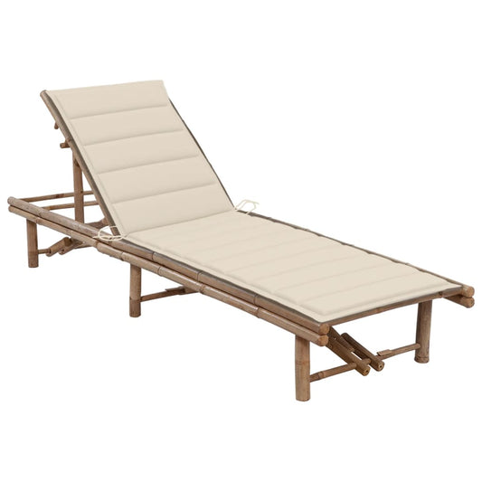 Garden lounger with bamboo cushion
