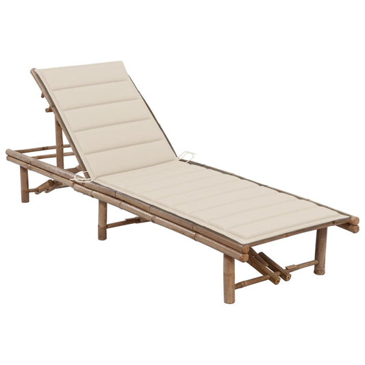 Garden lounger with bamboo cushion