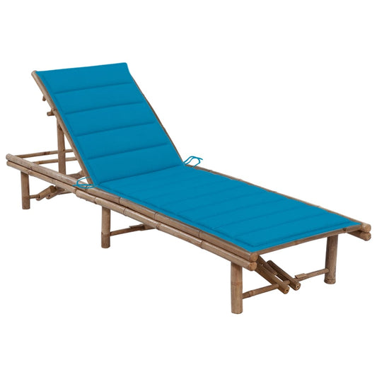 Garden lounger with bamboo cushion