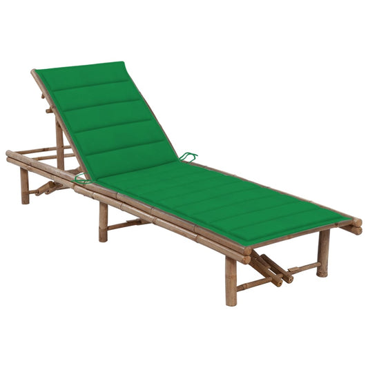 Garden lounger with bamboo cushion
