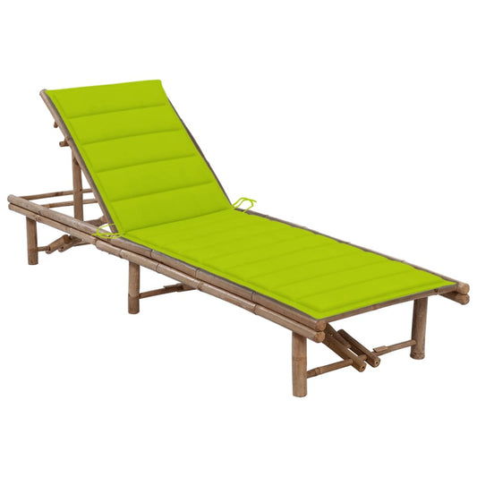 Garden lounger with bamboo cushion