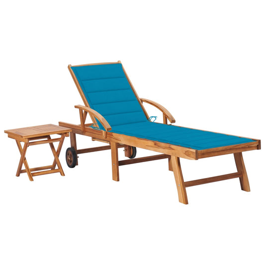 Espreguiçadeira com mesa e almofadão madeira de teca maciça