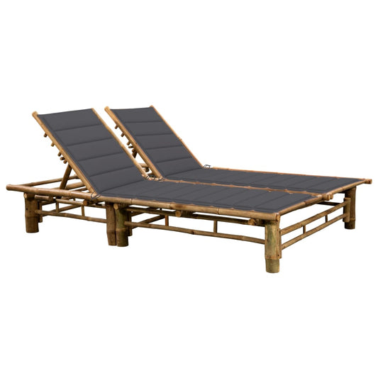 Bamboo sun lounger with cushions for 2 people