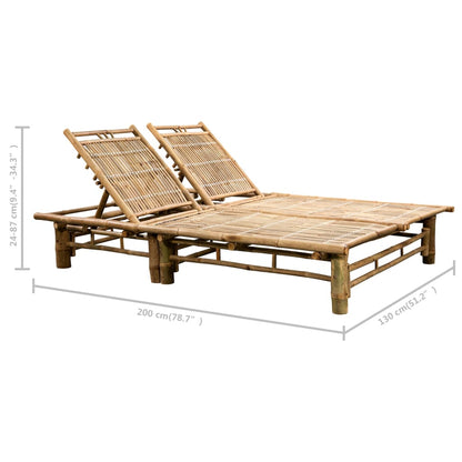 Bamboo sun lounger with cushions for 2 people