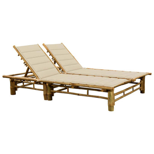 Bamboo sun lounger with cushions for 2 people