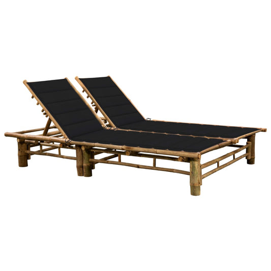 Bamboo sun lounger with cushions for 2 people