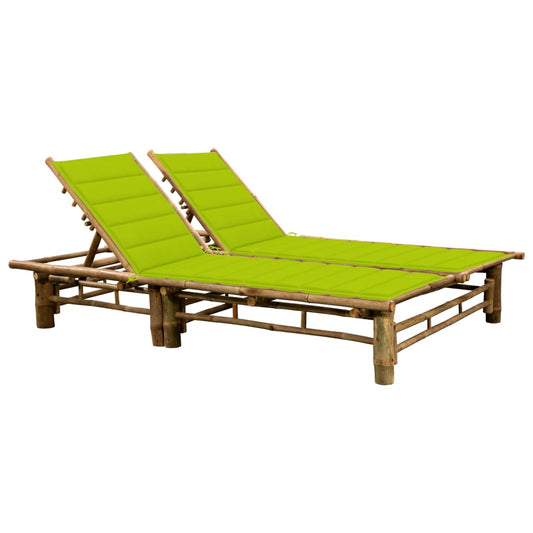 Bamboo sun lounger with cushions for 2 people