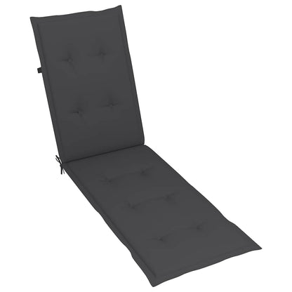 Outdoor sun lounger with footrest and solid acacia cushion