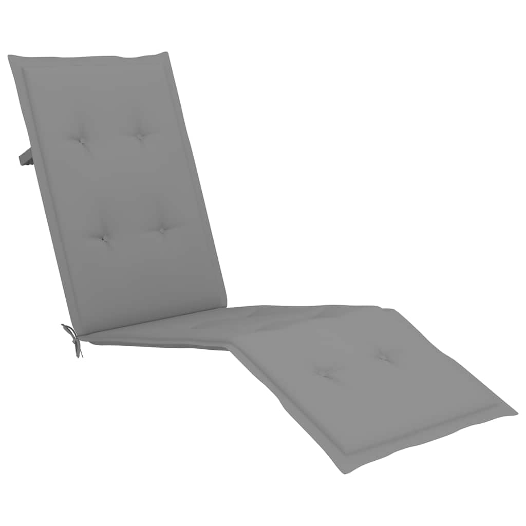 Outdoor sun lounger with footrest and solid acacia cushion