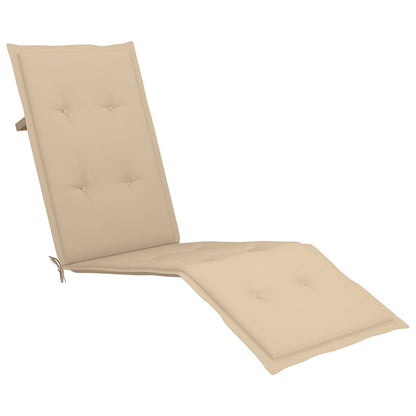 Outdoor sun lounger with footrest and solid acacia cushion