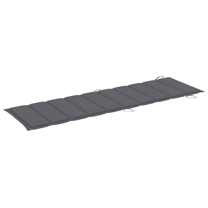 Sun lounger with cushion in solid acacia wood, grey