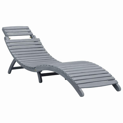 Sun lounger with cushion in solid acacia wood, grey