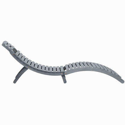 Sun lounger with cushion in solid acacia wood, grey