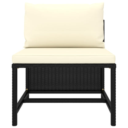 10 pcs conjunto lounge de jardim c/ almofadões vime PE preto