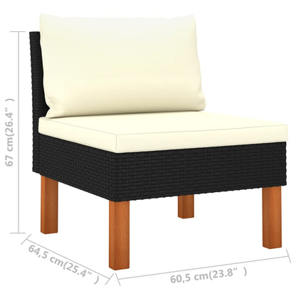 10 pcs conjunto lounge de jardim c/ almofadões vime PE preto