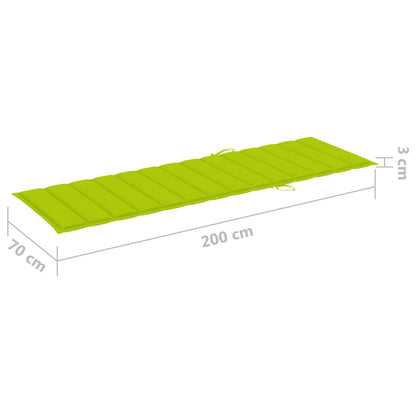 Sun lounger with bright green cushion in impregnated pine