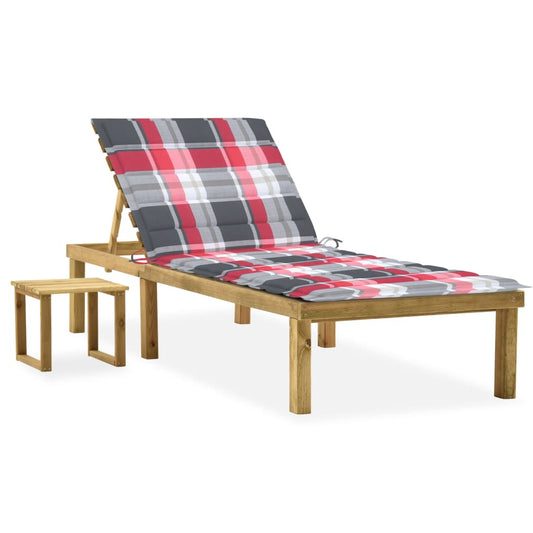 Espreguiçadeira de jardim com mesa e almofadão pinho impregnado