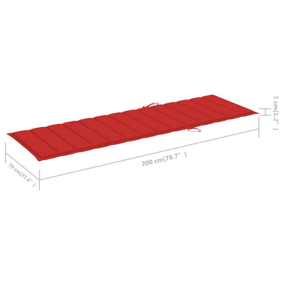 Espreguiçadeira com almofadão vermelho pinho impregnado