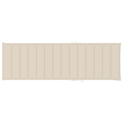 Sun lounger with cream-colored cushion in impregnated pine