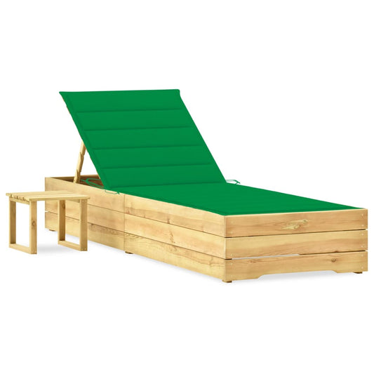 Espreguiçadeira de jardim com mesa e almofadão pinho impregnado