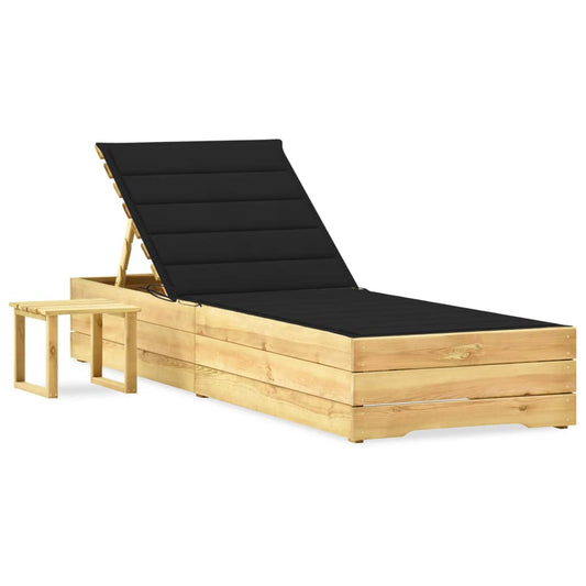 Espreguiçadeira de jardim com mesa e almofadão pinho impregnado