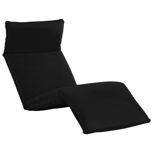 Folding sun lounger in black oxford fabric