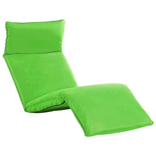 Folding sun lounger in green oxford fabric