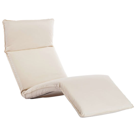 Folding sun lounger in cream white oxford fabric