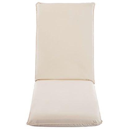 Folding sun lounger in cream white oxford fabric