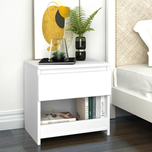 Bedside table 40x30x39 cm white plywood