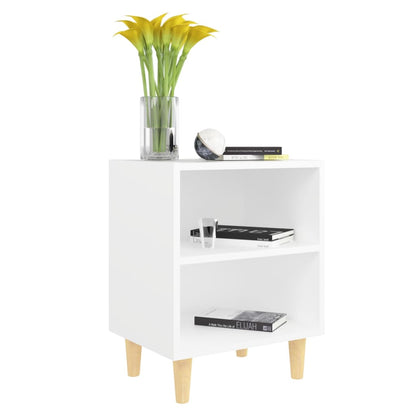 Bedside tables solid wood legs 2pcs 40x30x50cm white