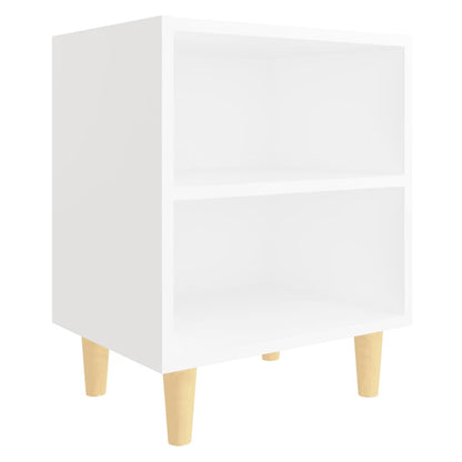 Bedside tables solid wood legs 2pcs 40x30x50cm white