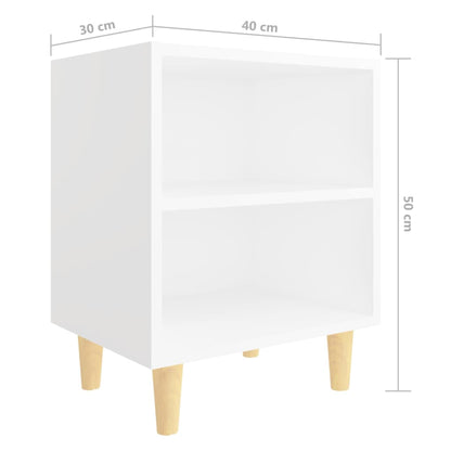 Bedside tables solid wood legs 2pcs 40x30x50cm white