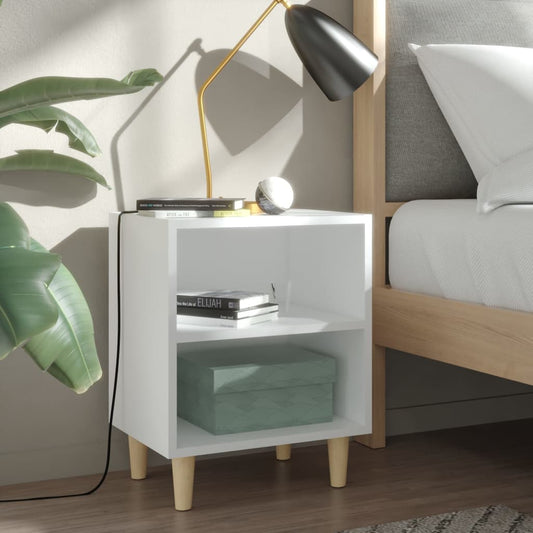 Bedside tables solid wood legs 2pcs 40x30x50cm white