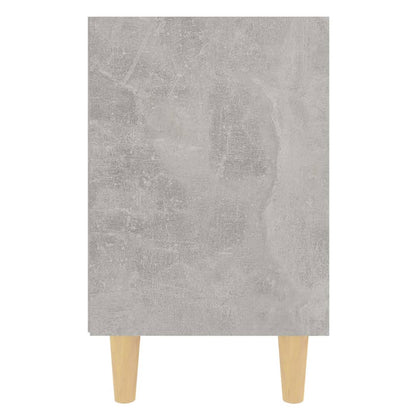 Bedside table with solid wood legs 40x30x50cm grey cement.