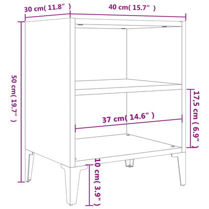 Mesa de cabeceira c/ pernas em metal 40x30x50 cm cinza cimento
