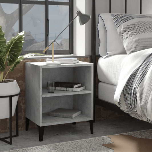Mesa de cabeceira c/ pernas em metal 40x30x50 cm cinza cimento