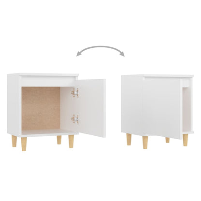 Mesa de cabeceira c/ pernas em madeira maciça 40x30x50cm branco
