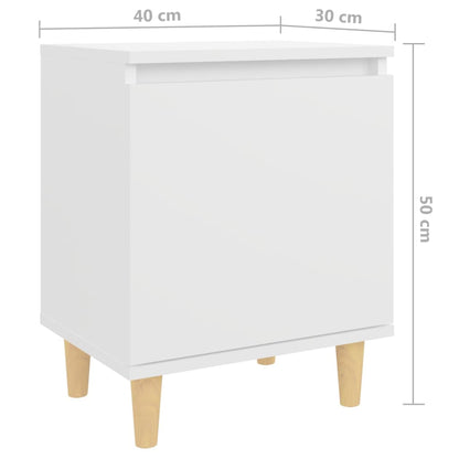 Mesa de cabeceira c/ pernas em madeira maciça 40x30x50cm branco