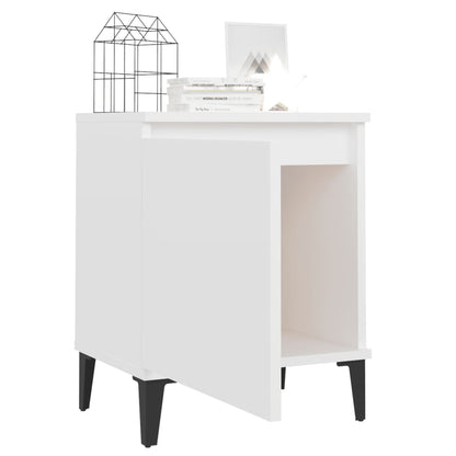 Mesa de cabeceira com pernas em metal 40x30x50 cm branco