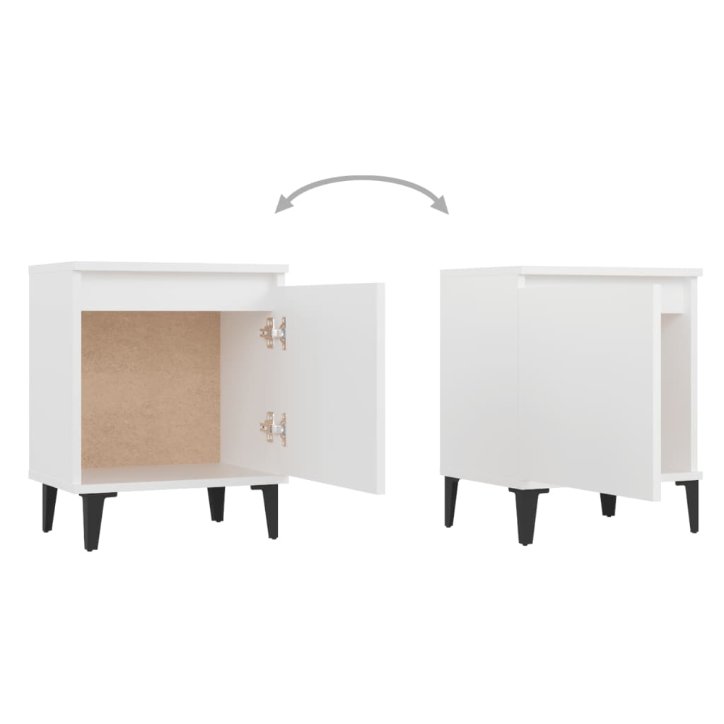 Mesa de cabeceira com pernas em metal 40x30x50 cm branco