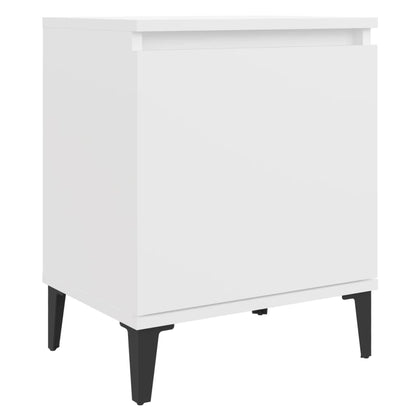 Bedside tables with metal legs 40x30x50 cm white