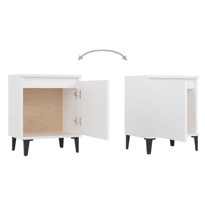 Bedside tables with metal legs 40x30x50 cm white