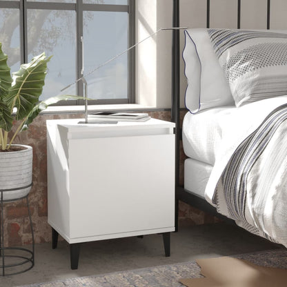 Bedside tables with metal legs 40x30x50 cm white